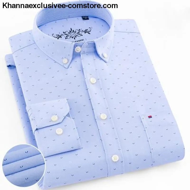 Men's Long Sleeve Solid Shirt with Chest Pocket High-quality Tops Button Down Shirts