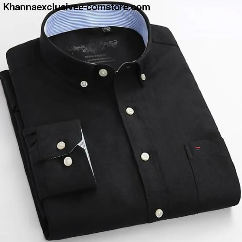 Men's Long Sleeve Solid Shirt with Chest Pocket High-quality Tops Button Down Shirts