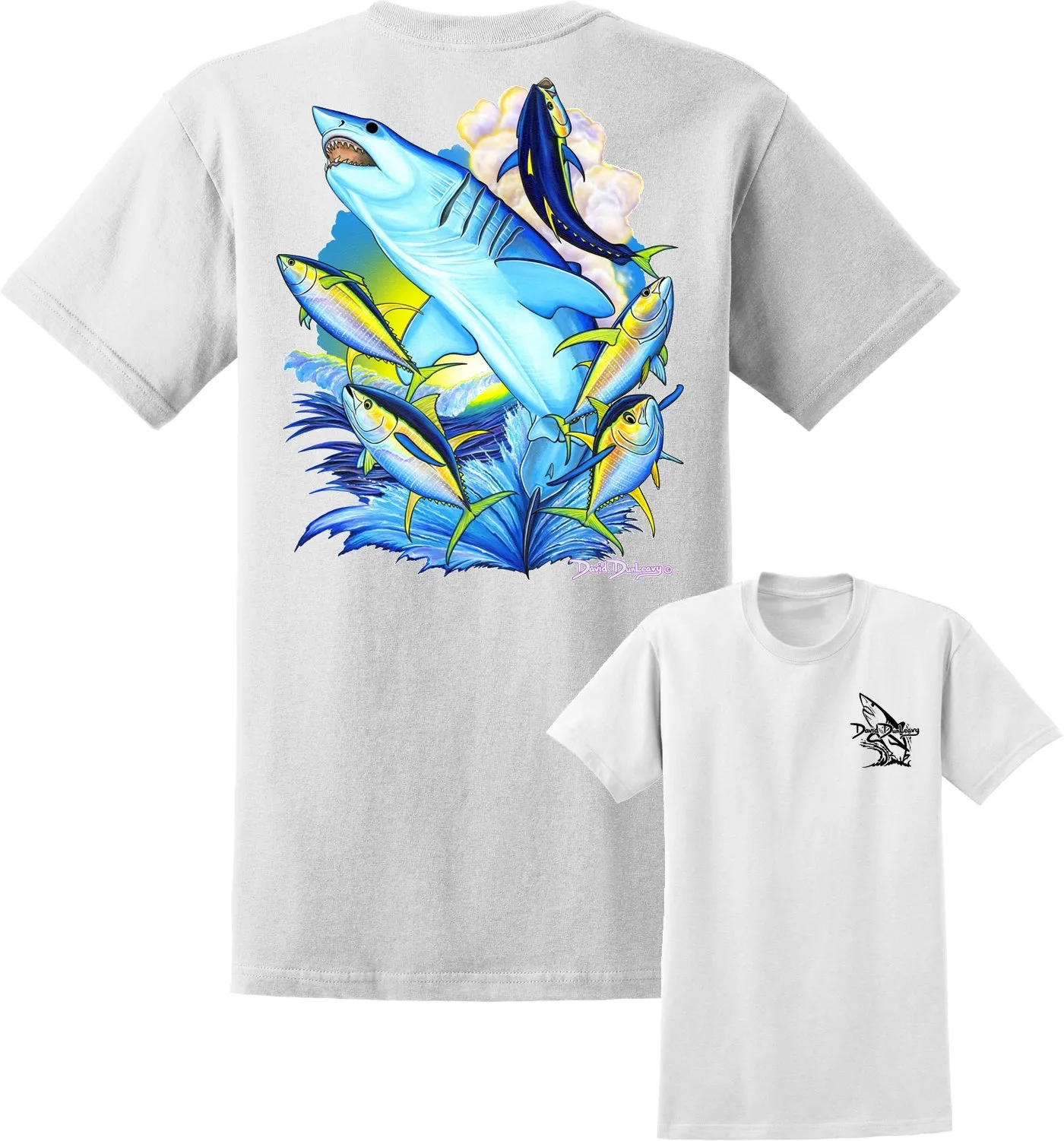 Men's Mako Shark & Tuna Short Sleeve White Cotton T-Shirt