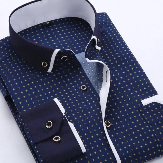 Men's Wedding Shirt Long Sleeve Men Dress Shirt Business Solid Color Casual Shirts Work Wear Formal Slim Shirt Man S-4XL