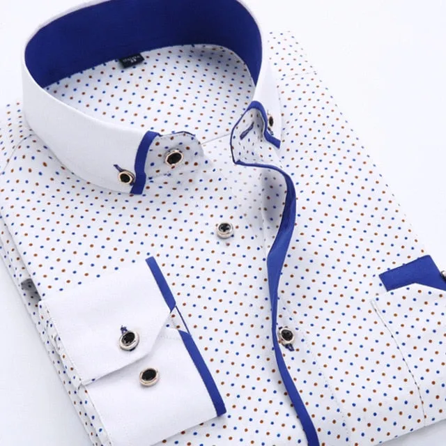 Men's Wedding Shirt Long Sleeve Men Dress Shirt Business Solid Color Casual Shirts Work Wear Formal Slim Shirt Man S-4XL