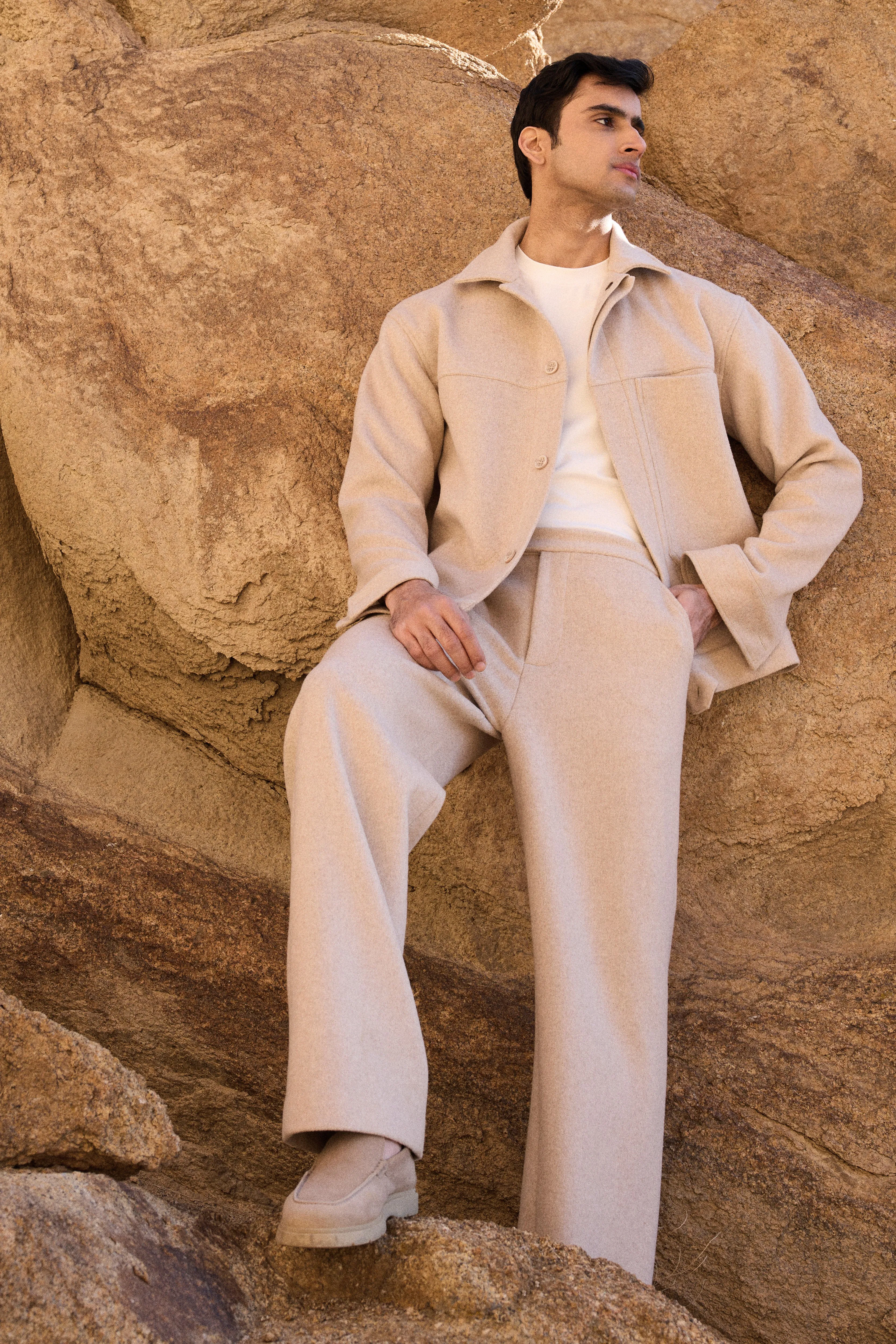 Merino Wool Blend Pants- MAN (Oatmeal)