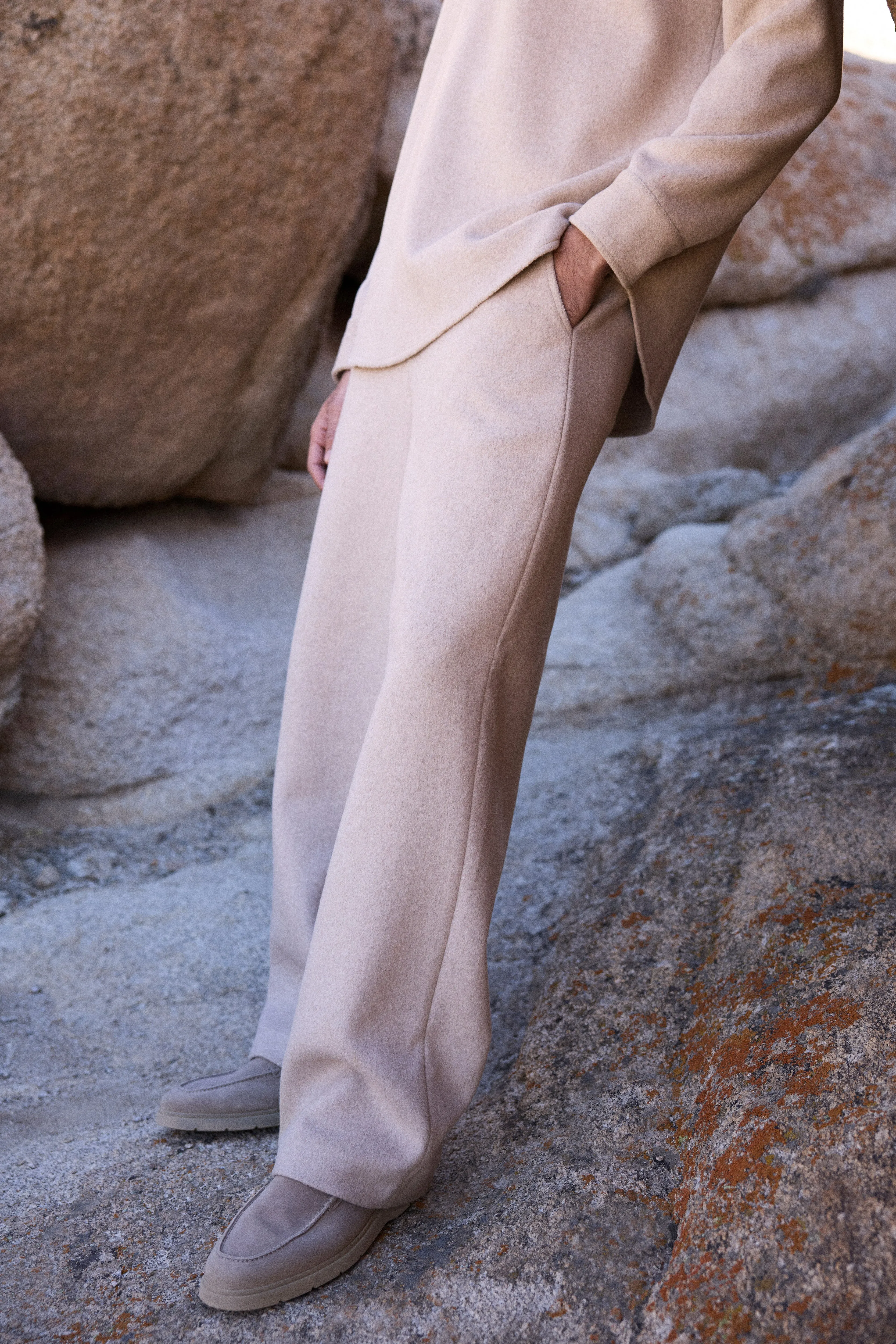 Merino Wool Blend Pants- MAN (Oatmeal)
