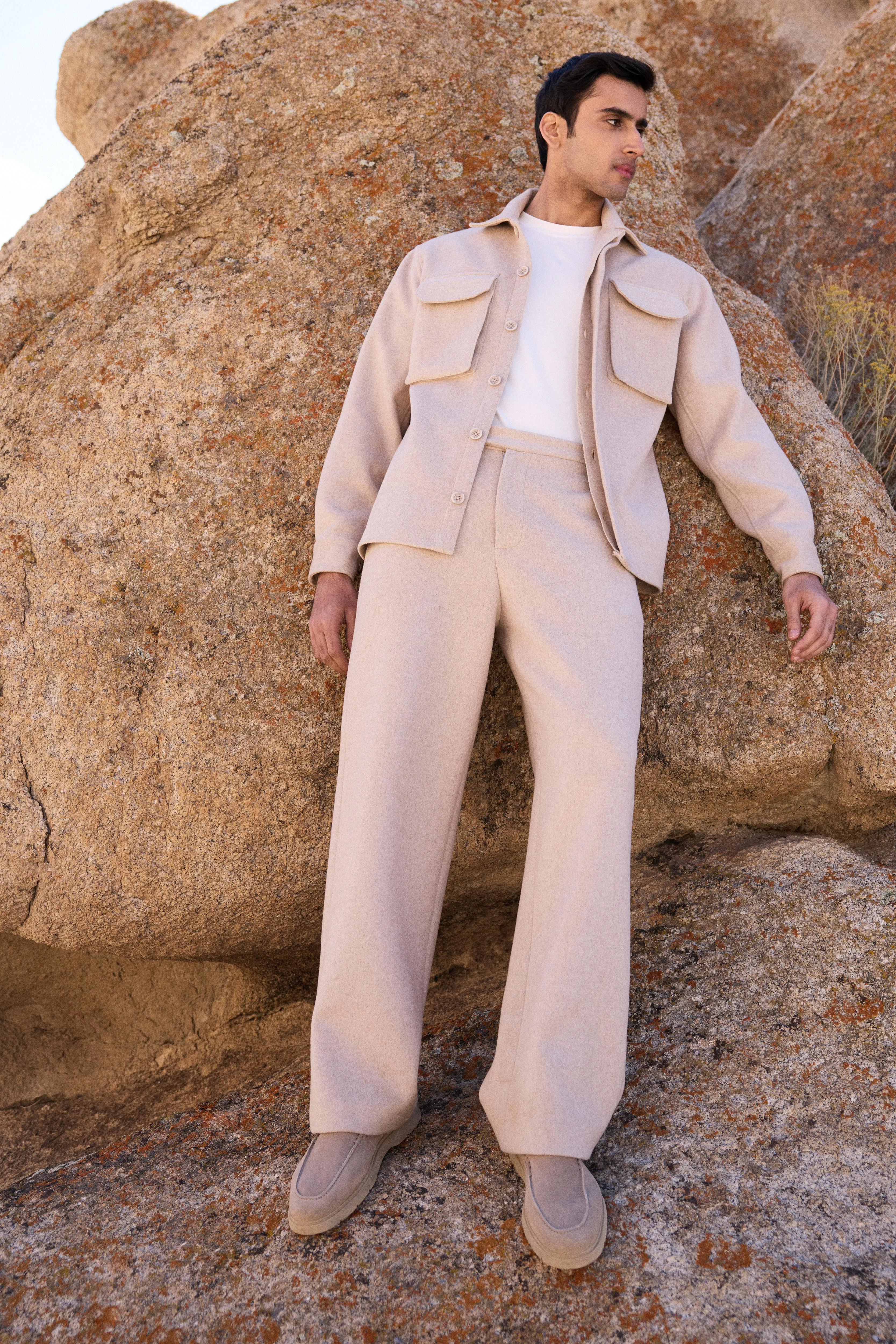 Merino Wool Blend Pants- MAN (Oatmeal)