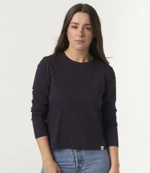Merz b. Schwanen - Women's Pima Cotton Long Sleeve, 4.6oz Relaxed Fit - Deep Black
