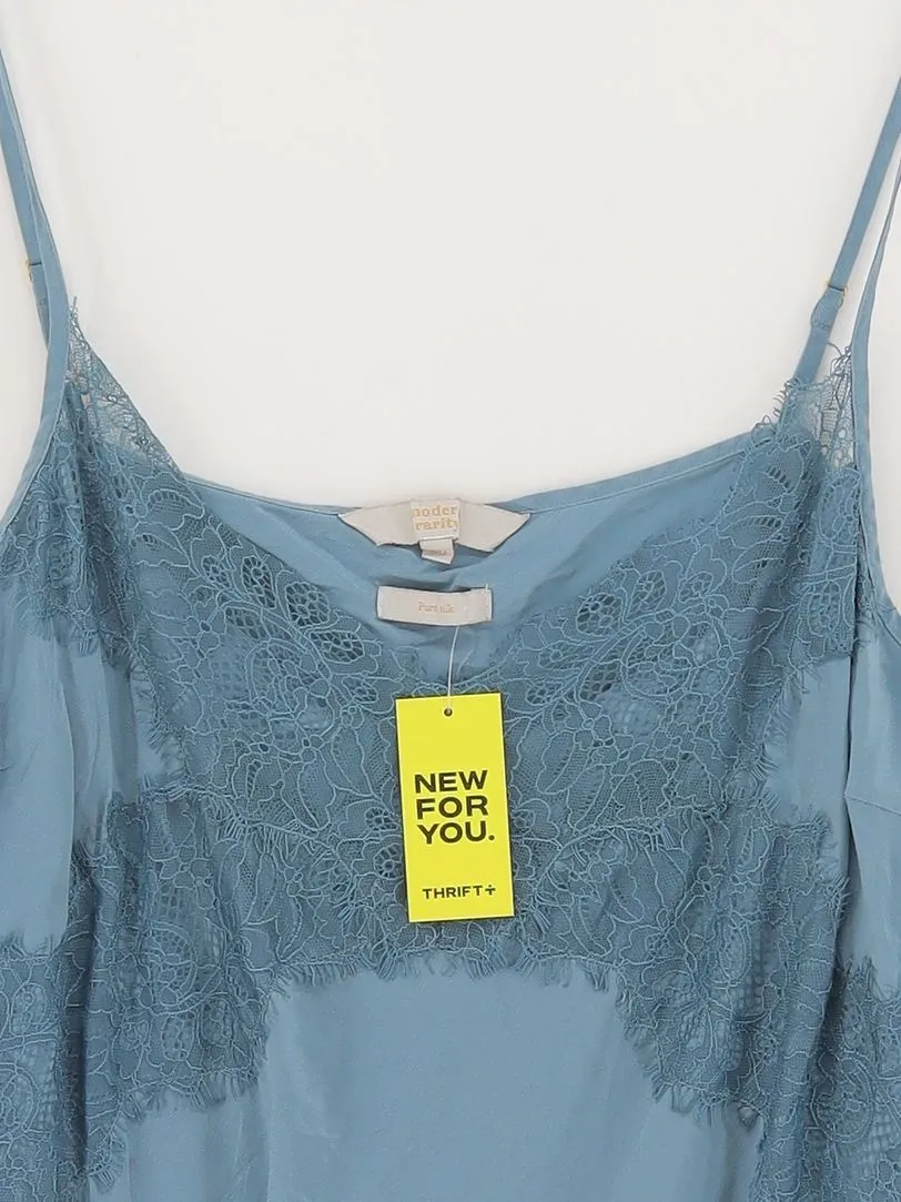 Modern Rarity Women's T-Shirt UK 20 Blue 100% Silk