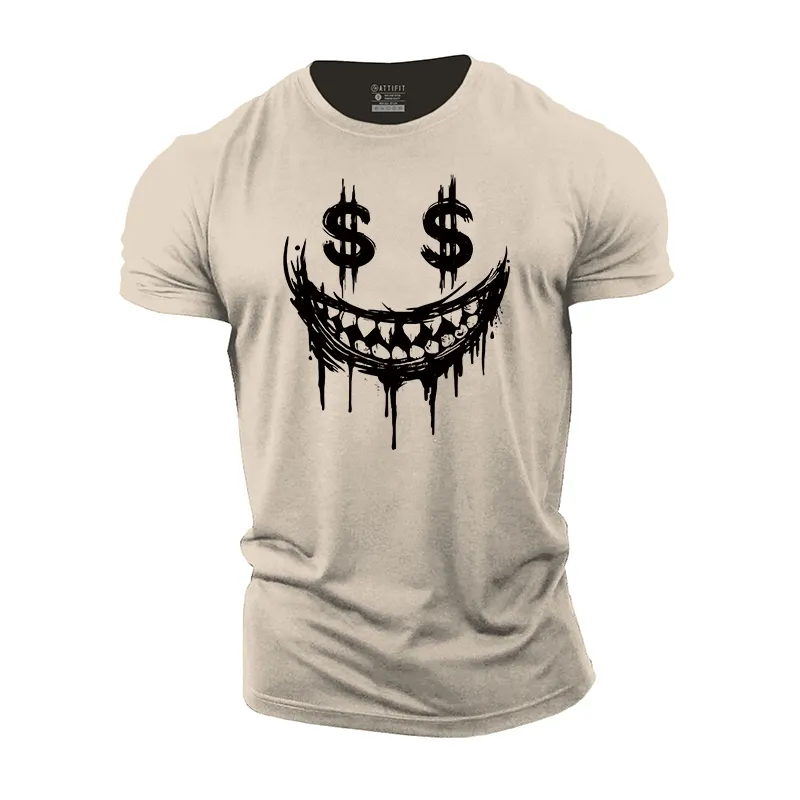 Money Smiley Face Cotton T-Shirt