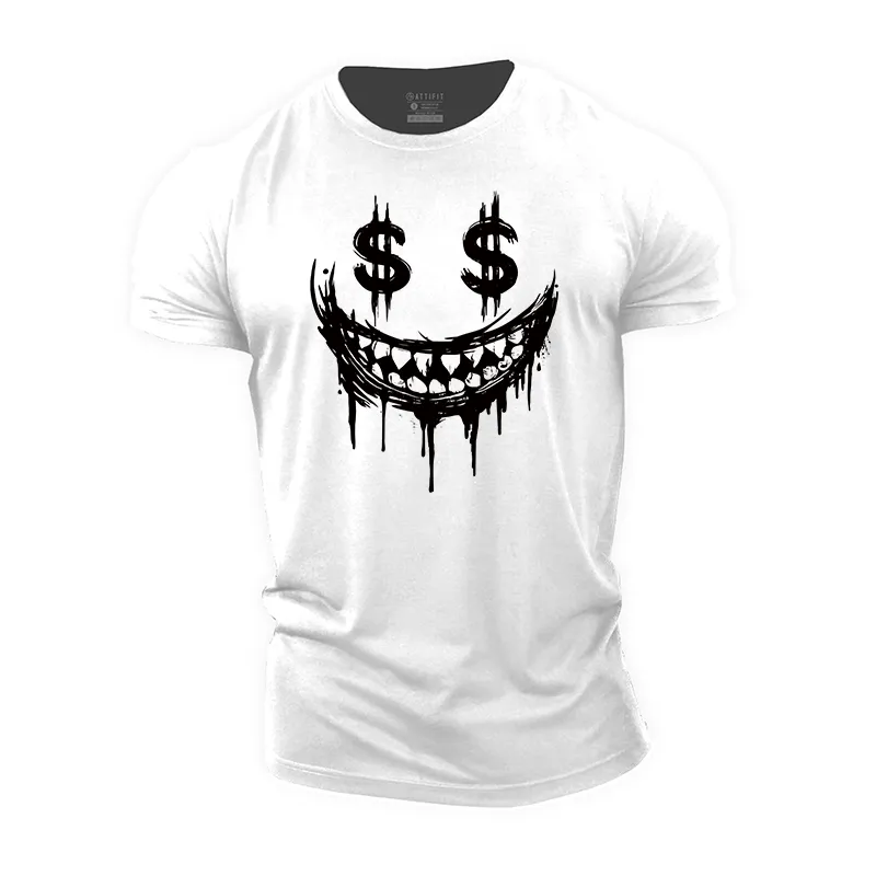 Money Smiley Face Cotton T-Shirt