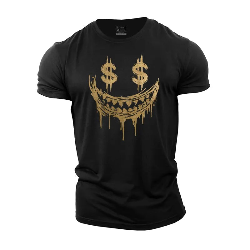 Money Smiley Face Cotton T-Shirt