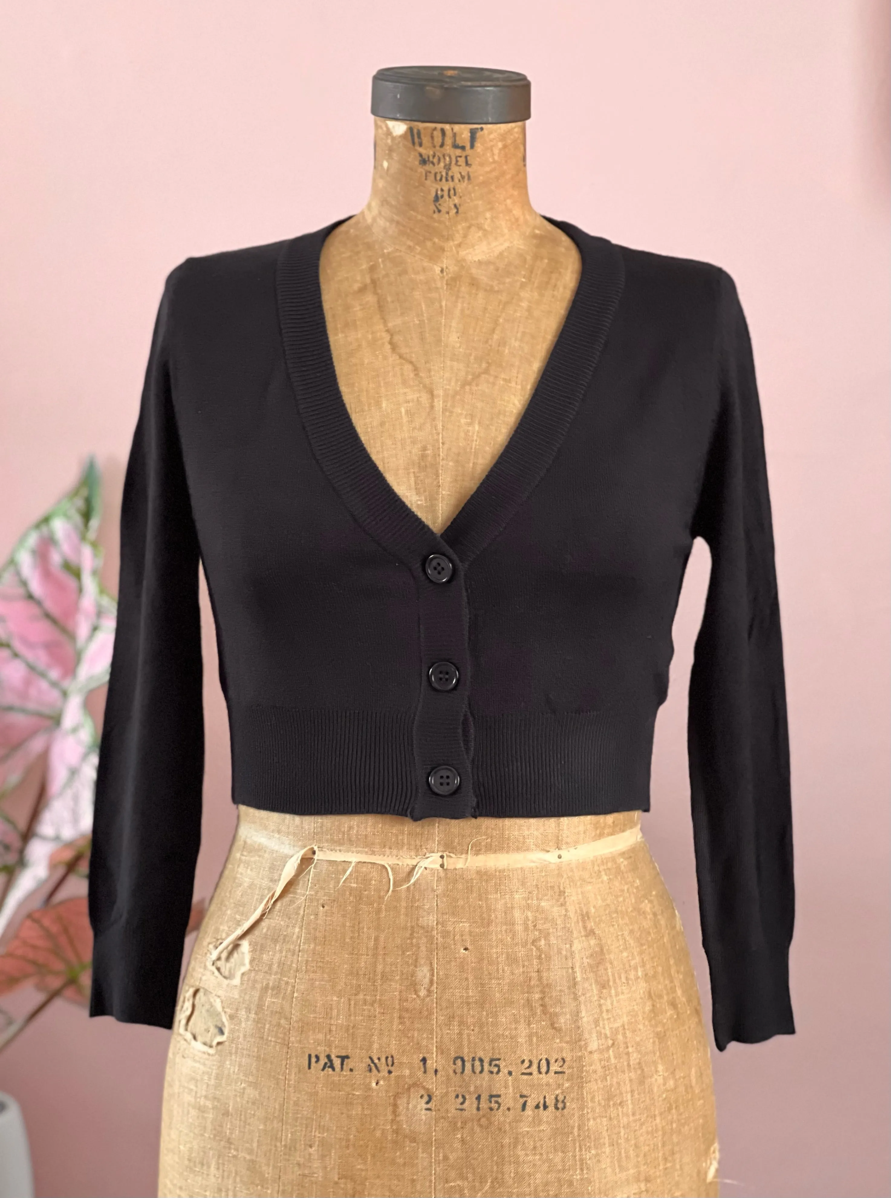 MUSHROOM GIRL CROPPED CARDIGANS *BLACK