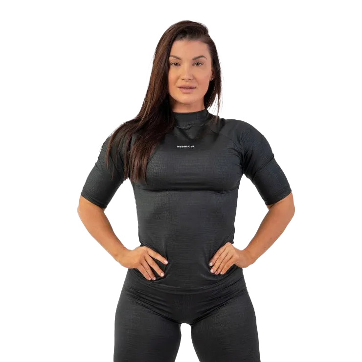 Nebbia Python SnakeSkin Mid Sleeve T-shirt 416 Black