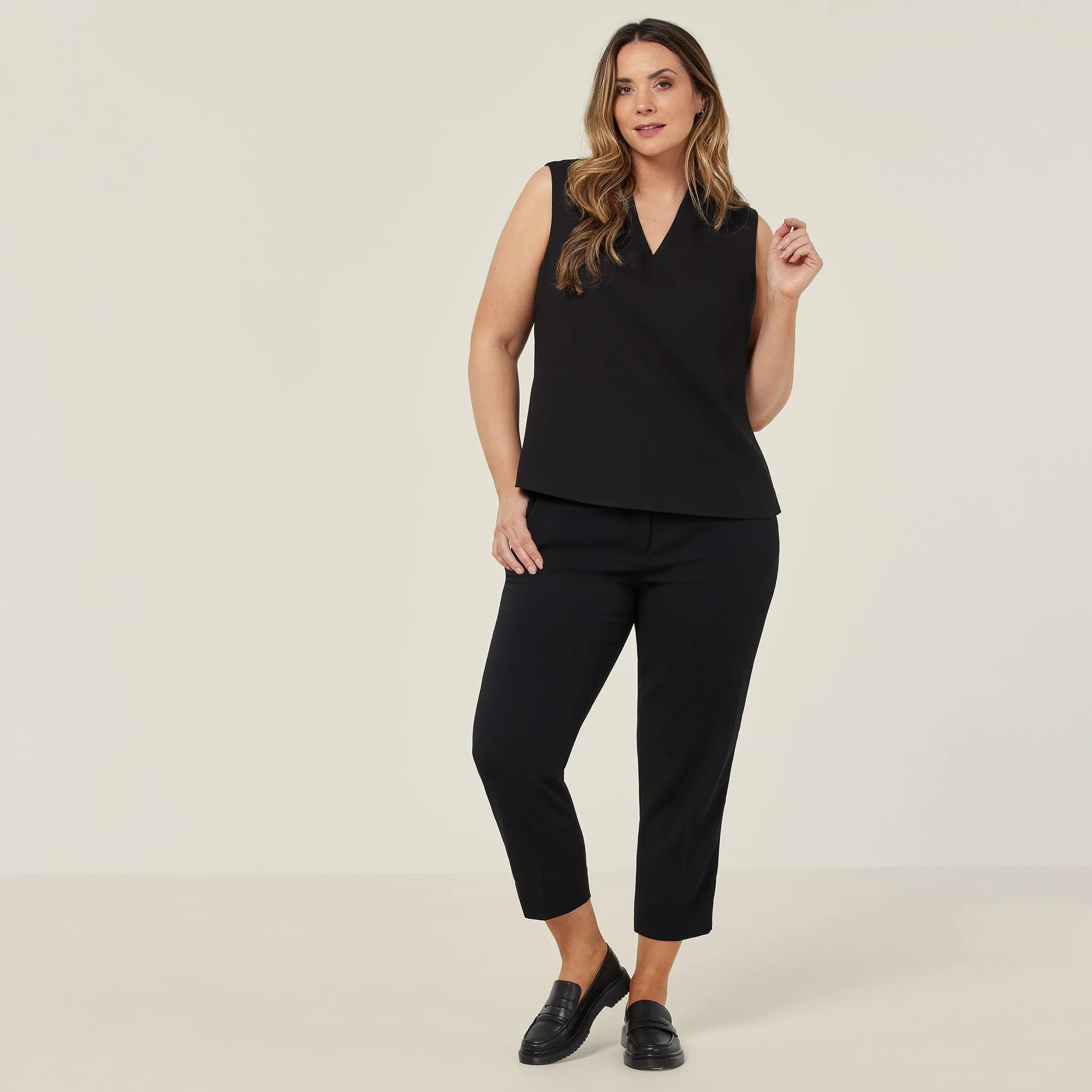 NNT Women's Satin Back Crepe Sleeveless Blouse - Black