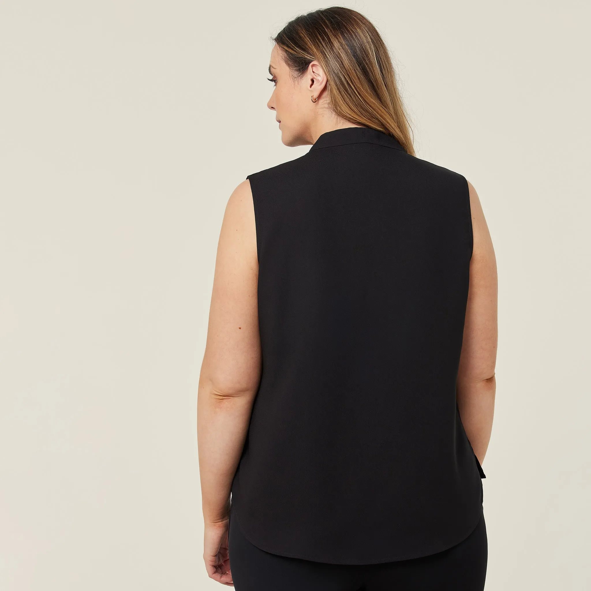NNT Women's Satin Back Crepe Sleeveless Blouse - Black