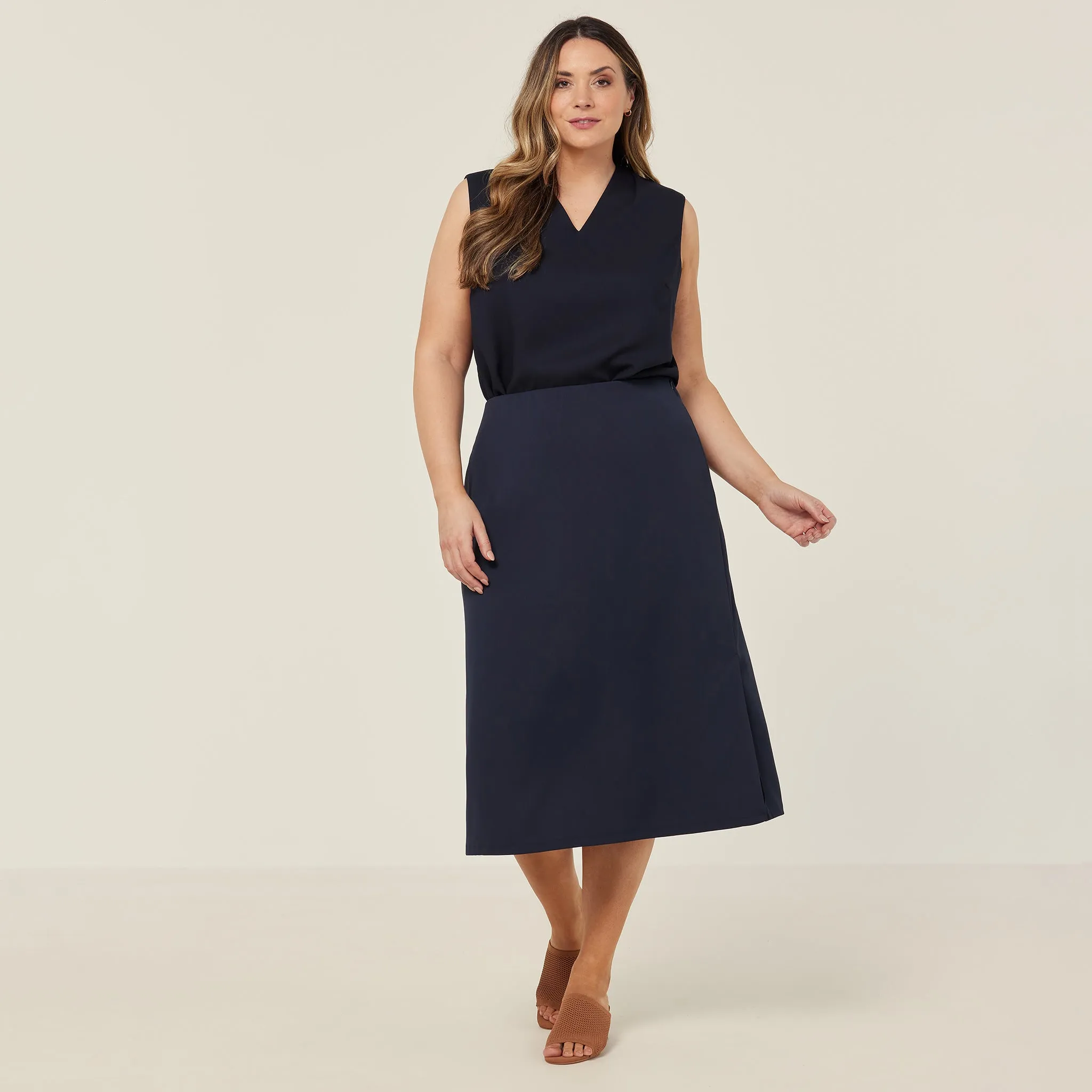 NNT Women's Satin Back Crepe Sleeveless Blouse - Navy