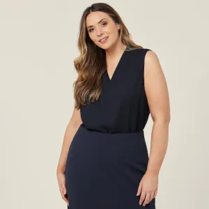 NNT Women's Satin Back Crepe Sleeveless Blouse - Navy