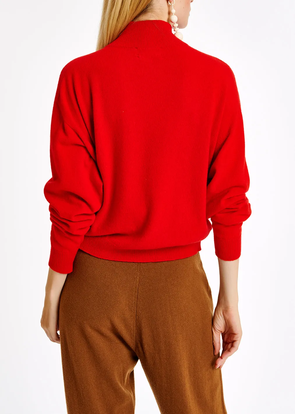 Orange merino wool blend turtleneck sweater