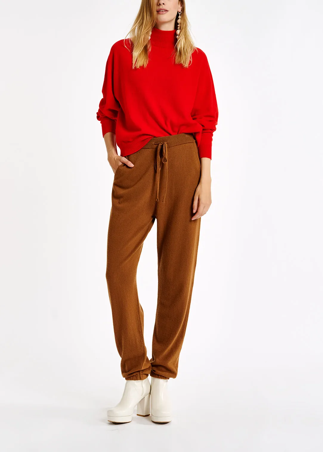 Orange merino wool blend turtleneck sweater
