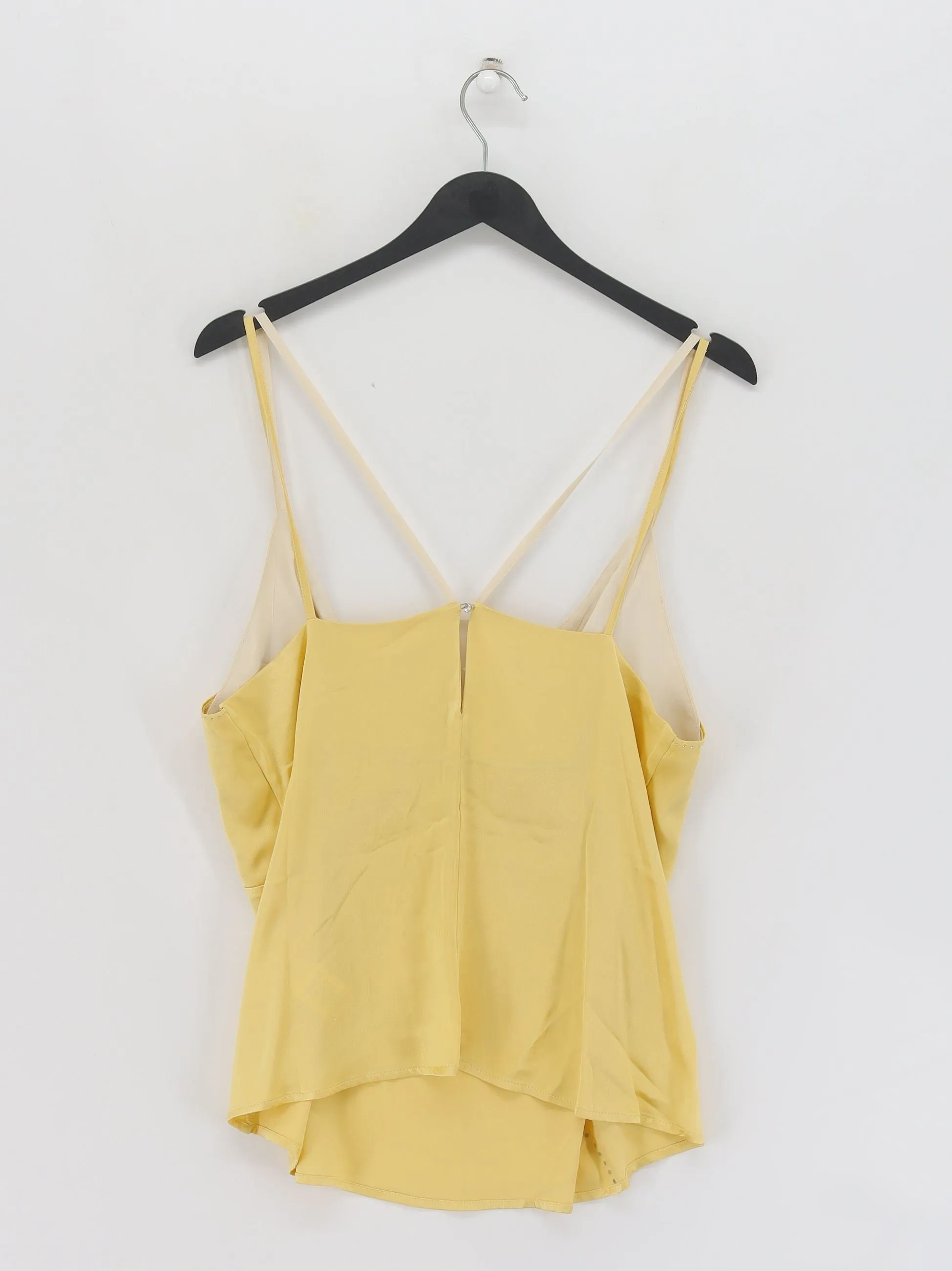 Ottod`ame Women's T-Shirt UK 12 Yellow Viscose with Other, Silk
