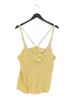 Ottod`ame Women's T-Shirt UK 12 Yellow Viscose with Other, Silk