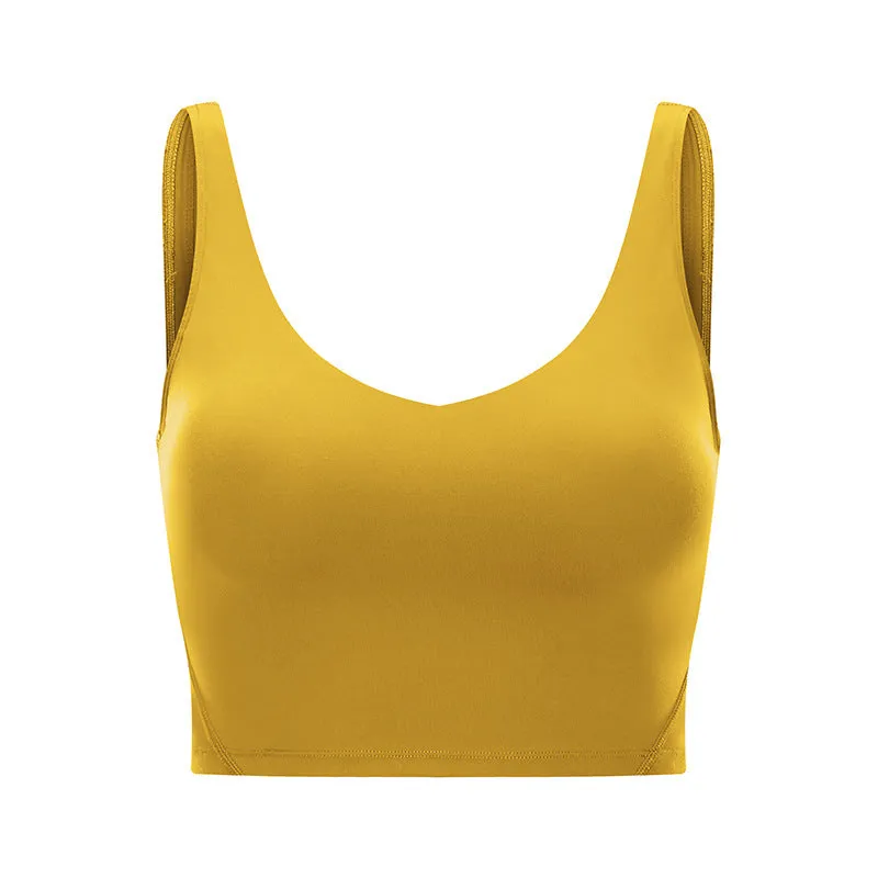 Padded V Neck Crop Top Compression Shaped Design Yoga Breathable Women's Tank Top