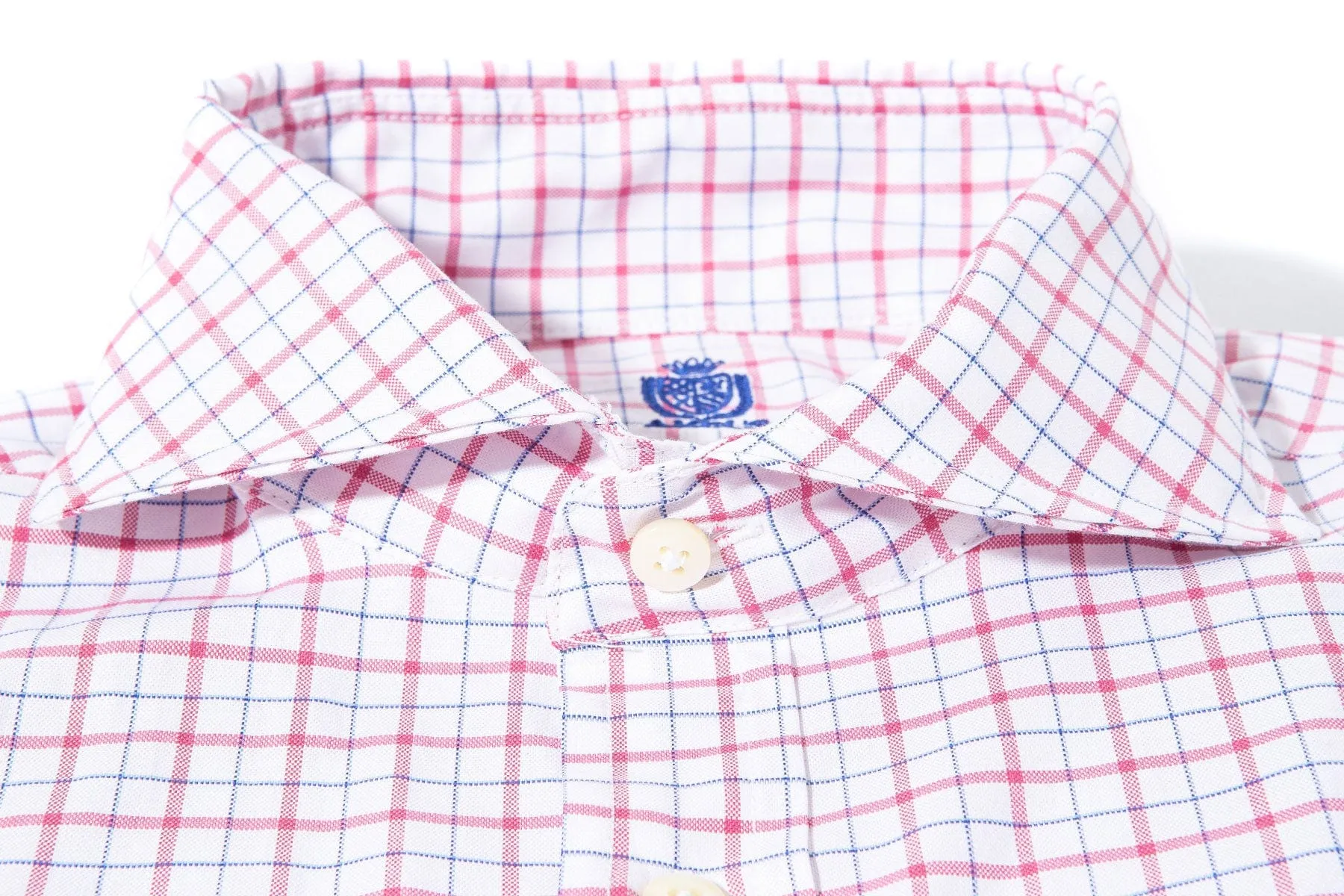 Panamera Cotton Check Shirt In Blue W Red