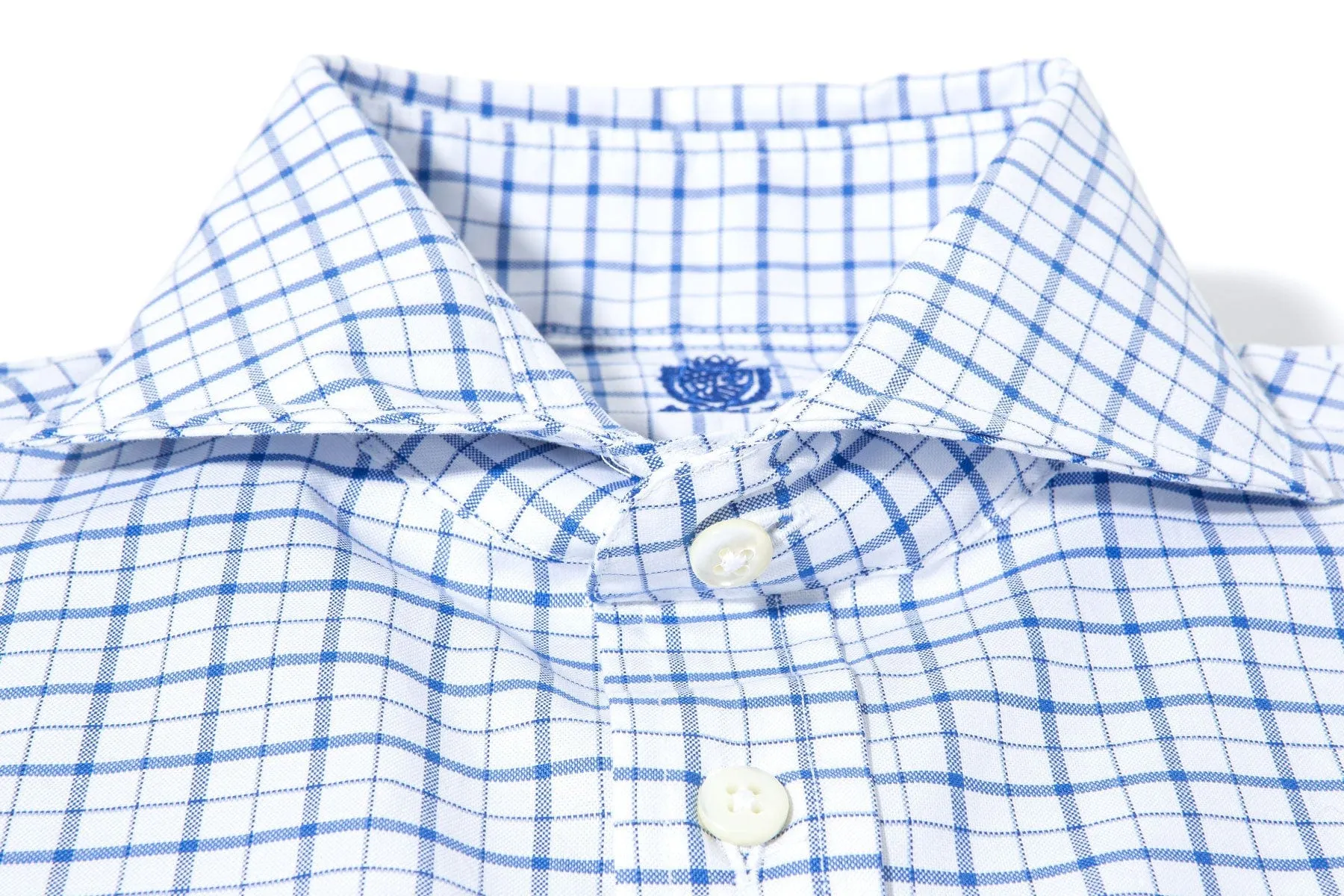 Panamera Cotton Check Shirt In Blue