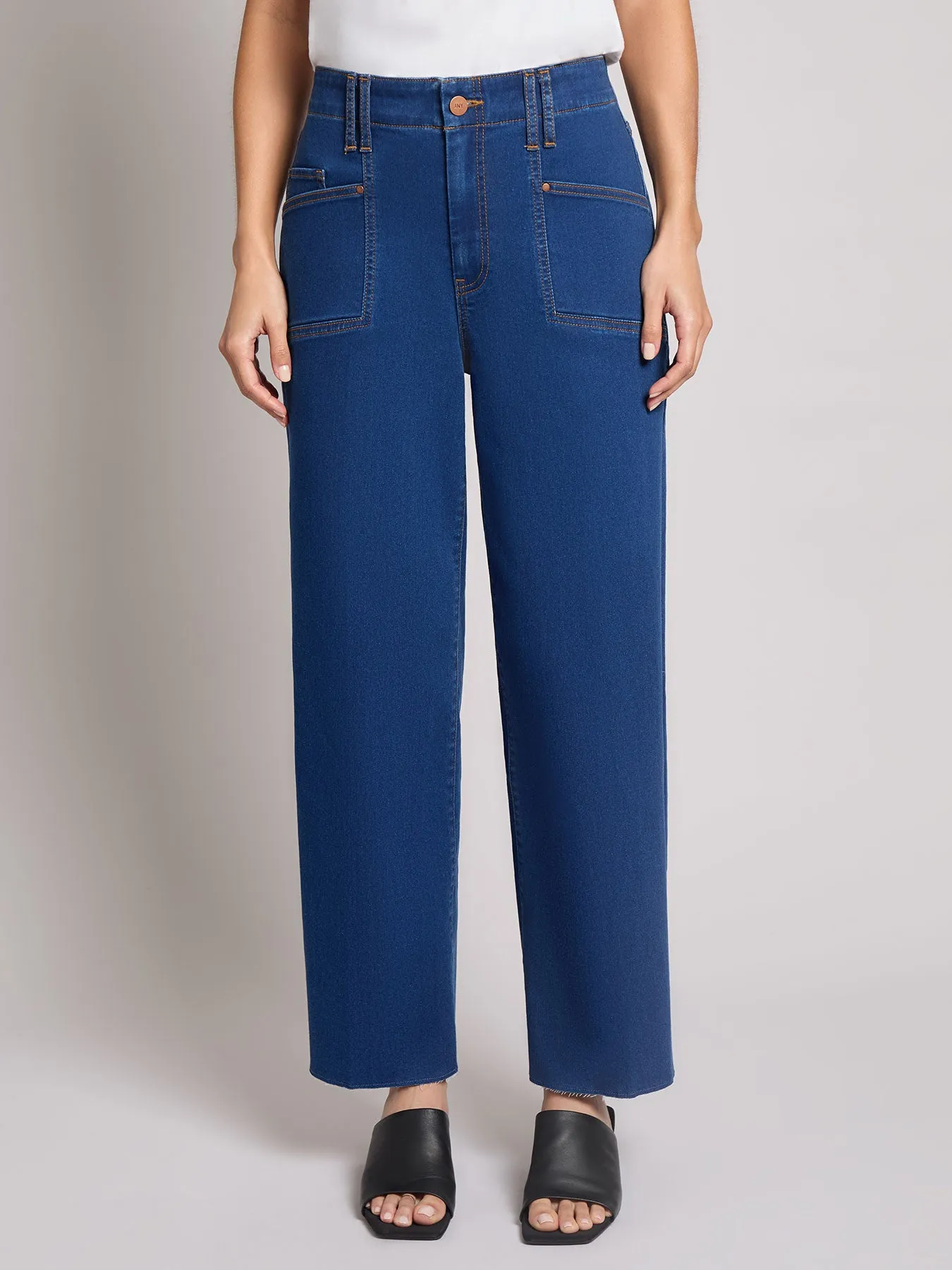 Patch Pocket Wide Leg Denim, Phoenix Wash