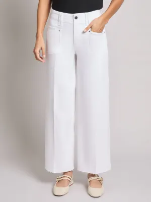 Patch Pocket Wide Leg Denim, Soft White