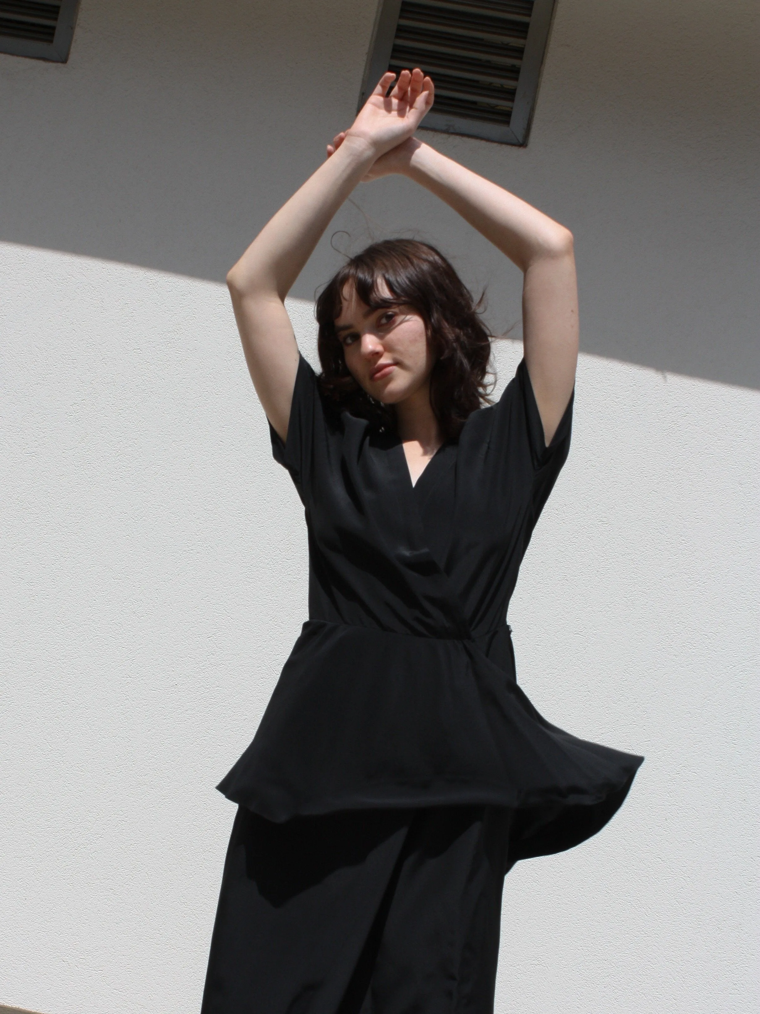 Peplum Silk Wrap Dress
