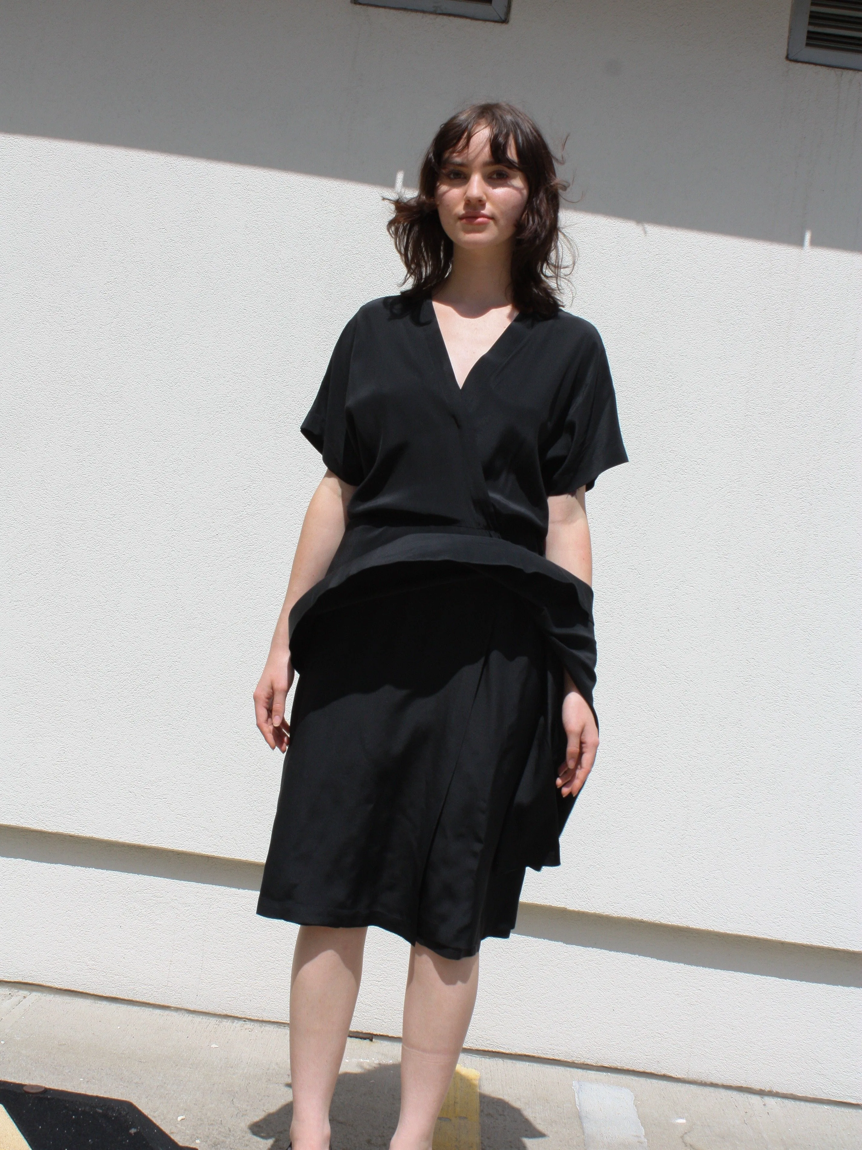 Peplum Silk Wrap Dress