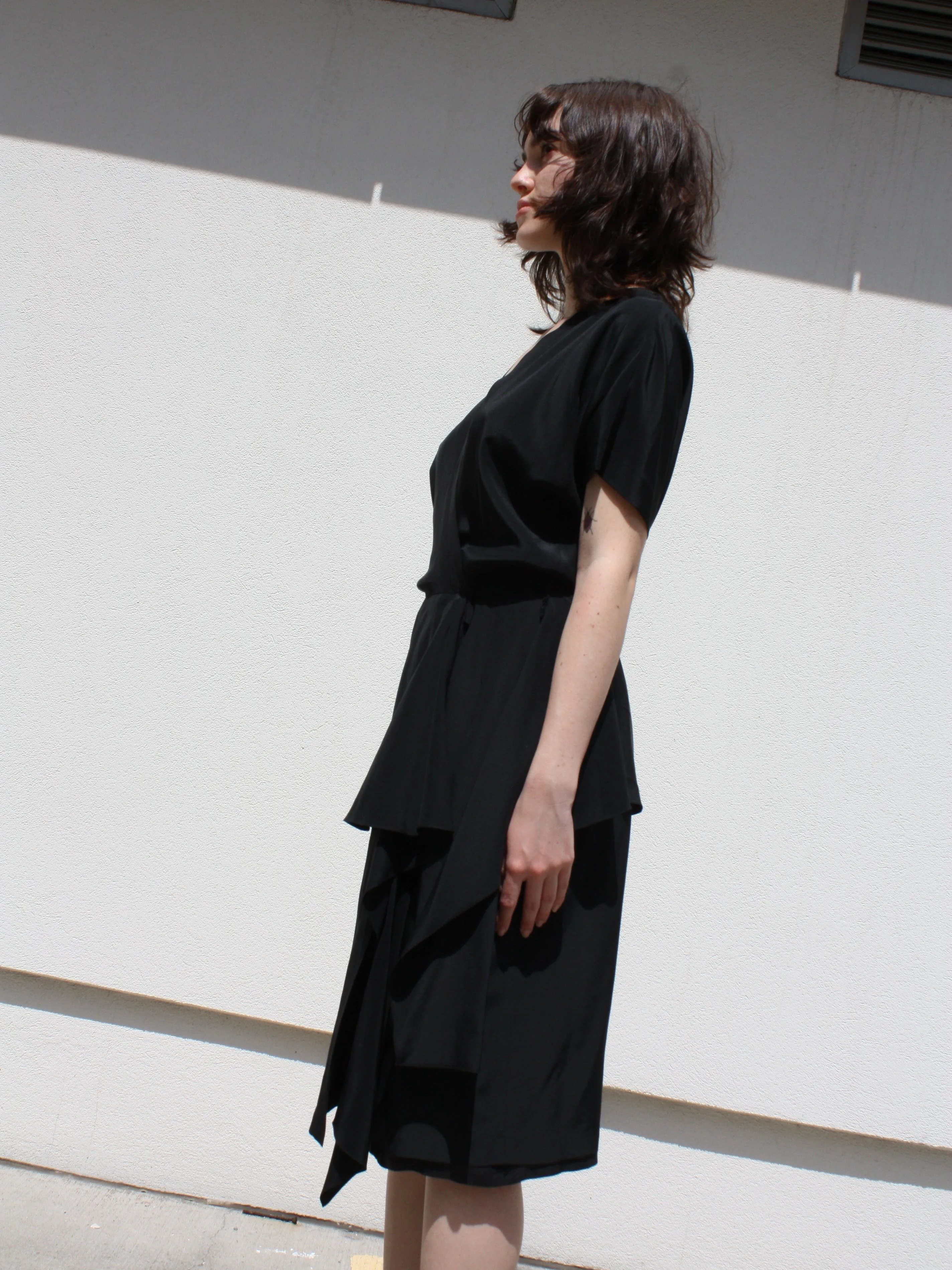 Peplum Silk Wrap Dress
