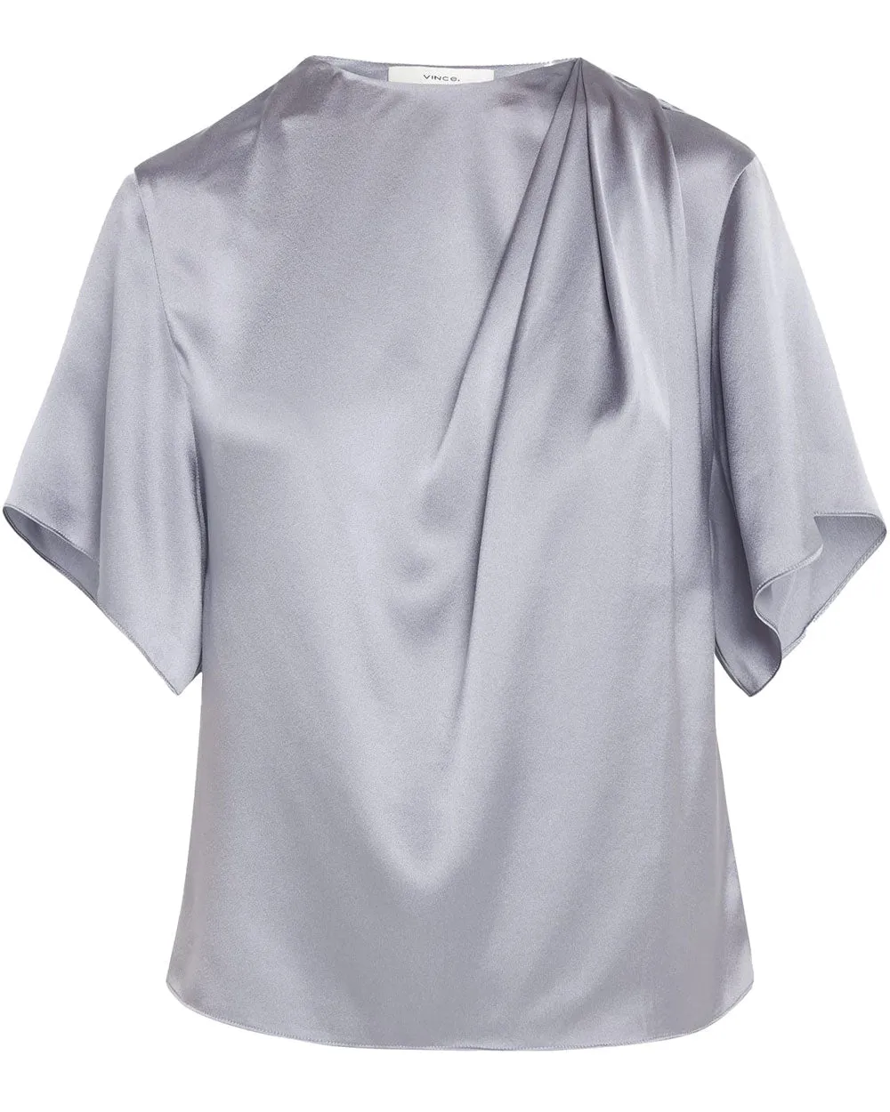 Piero Blue Satin Flutter Sleeve Blouse