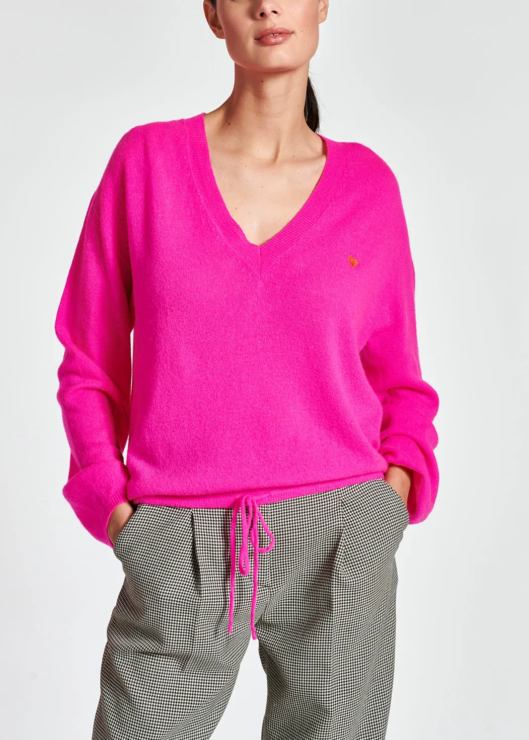 Pink merino wool and cashmere cardigan