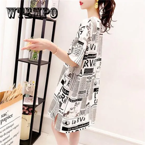 Plus Size T Shirt Dress Vestidos Short Sleeve Sexy Dresses Blue Casual Loose Clothes Women Dress
