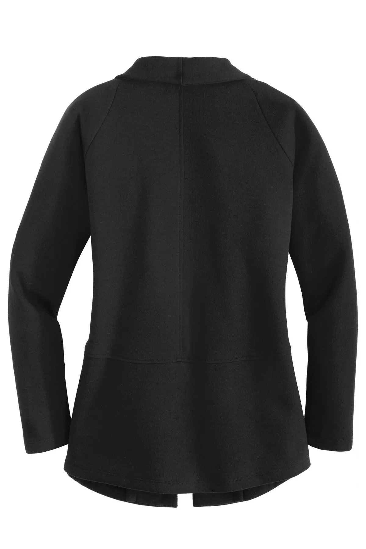Port Authority Women's Interlock Cardigan. L807 Deep Black/ Charcoal Heather