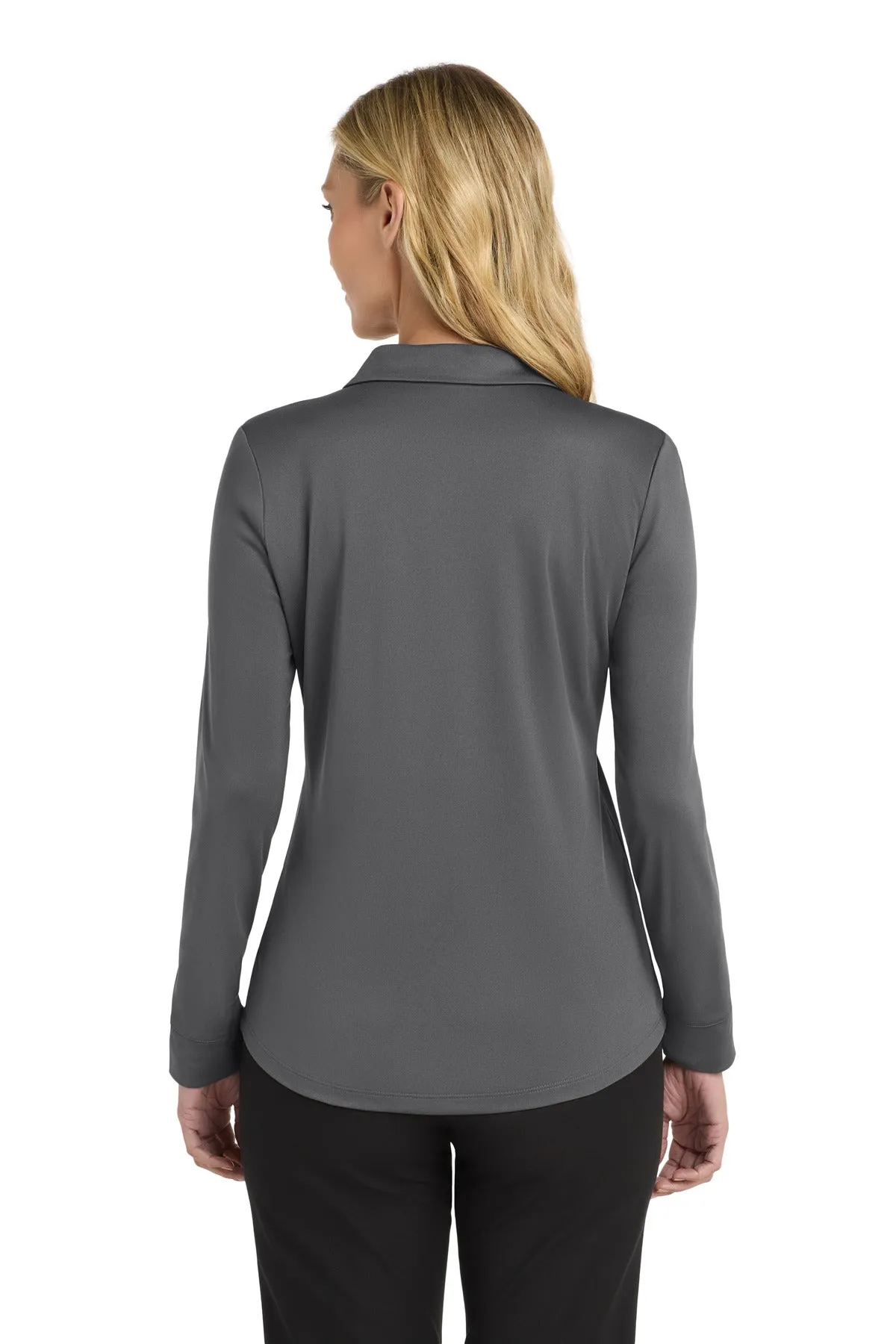 Port Authority  Women's Silk Touch   Performance Long Sleeve Polo. L540LS Steel Grey