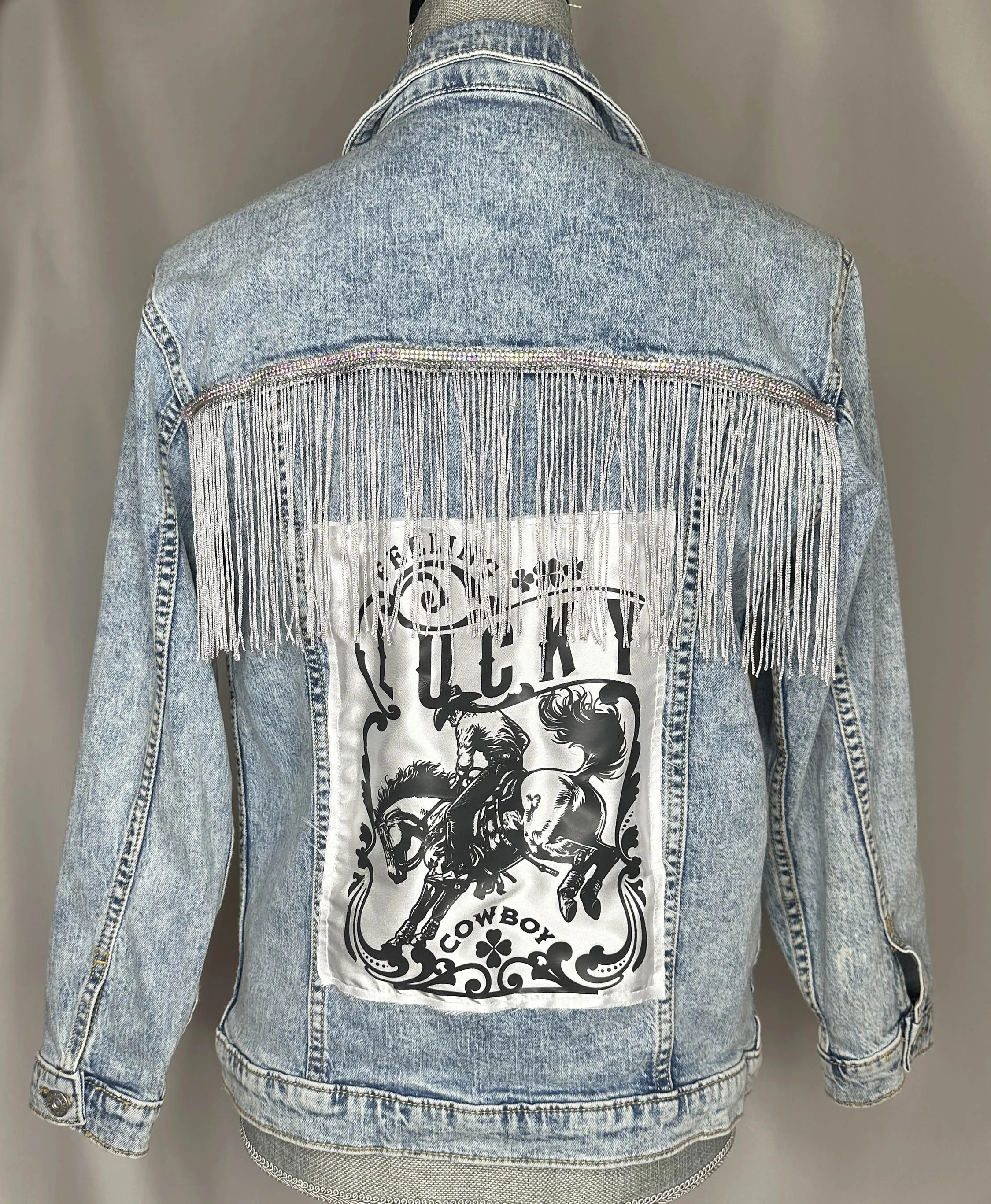 "Lucky" Women's Fringed Denim Jacket