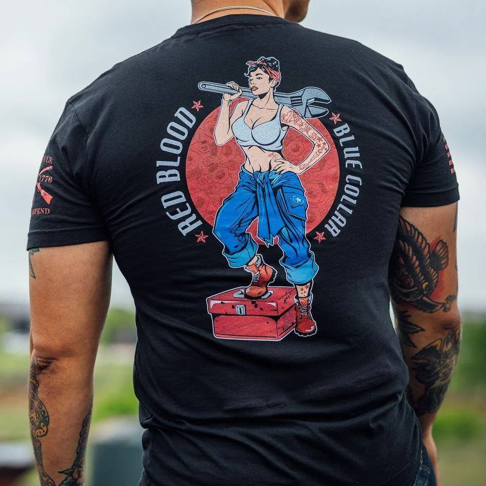 Red Blood Blue Collar® Pinup T-Shirt - Black