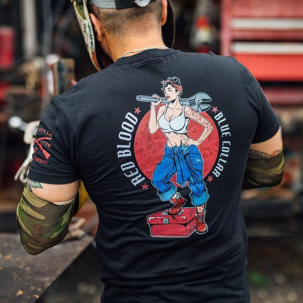 Red Blood Blue Collar® Pinup T-Shirt - Black