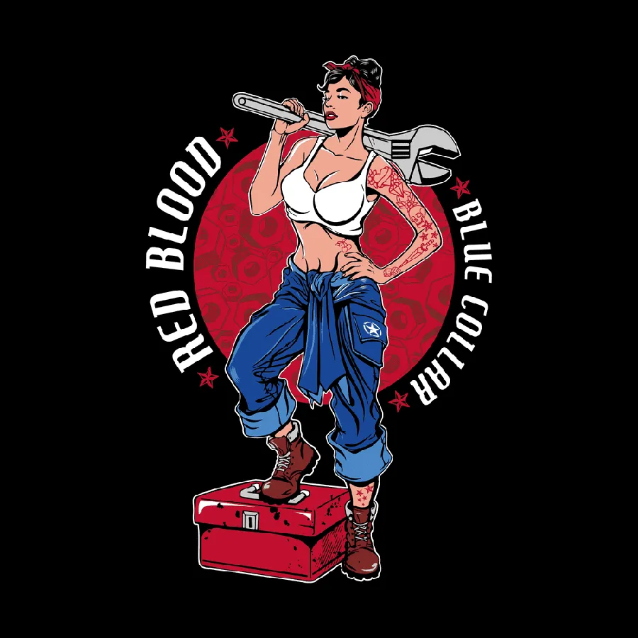 Red Blood Blue Collar® Pinup T-Shirt - Black