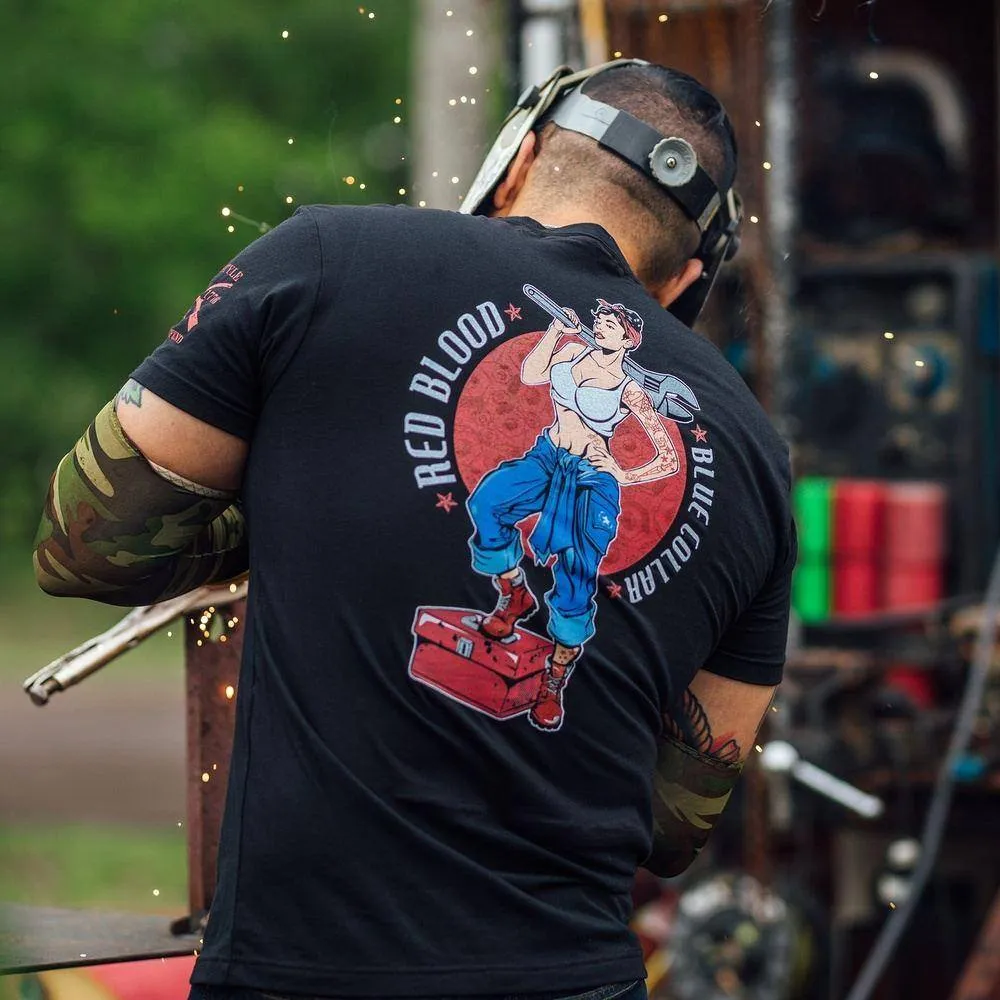 Red Blood Blue Collar® Pinup T-Shirt - Black
