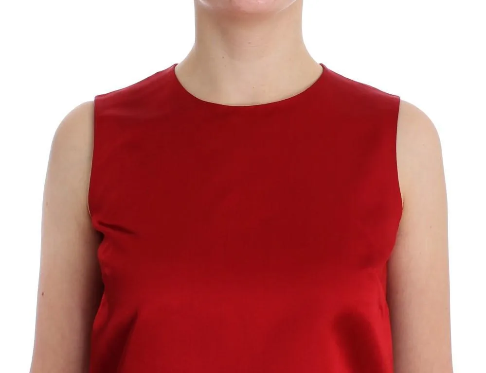 Red silk tank top