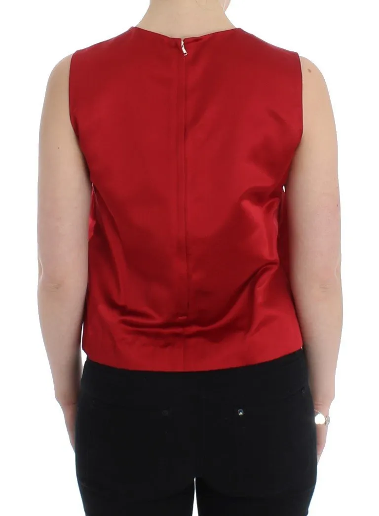 Red silk tank top