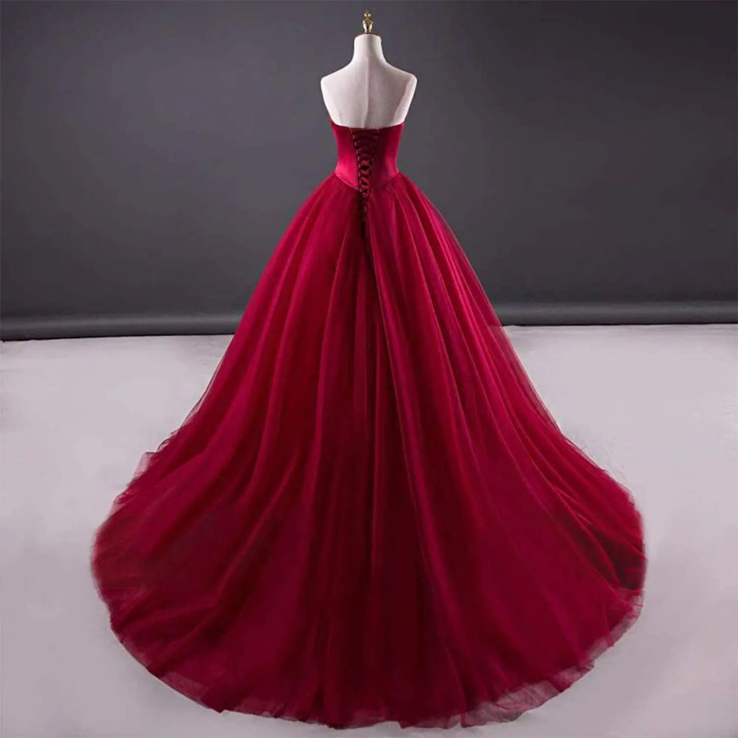 Red Strapless Ball Gown Wedding Dress ET3003