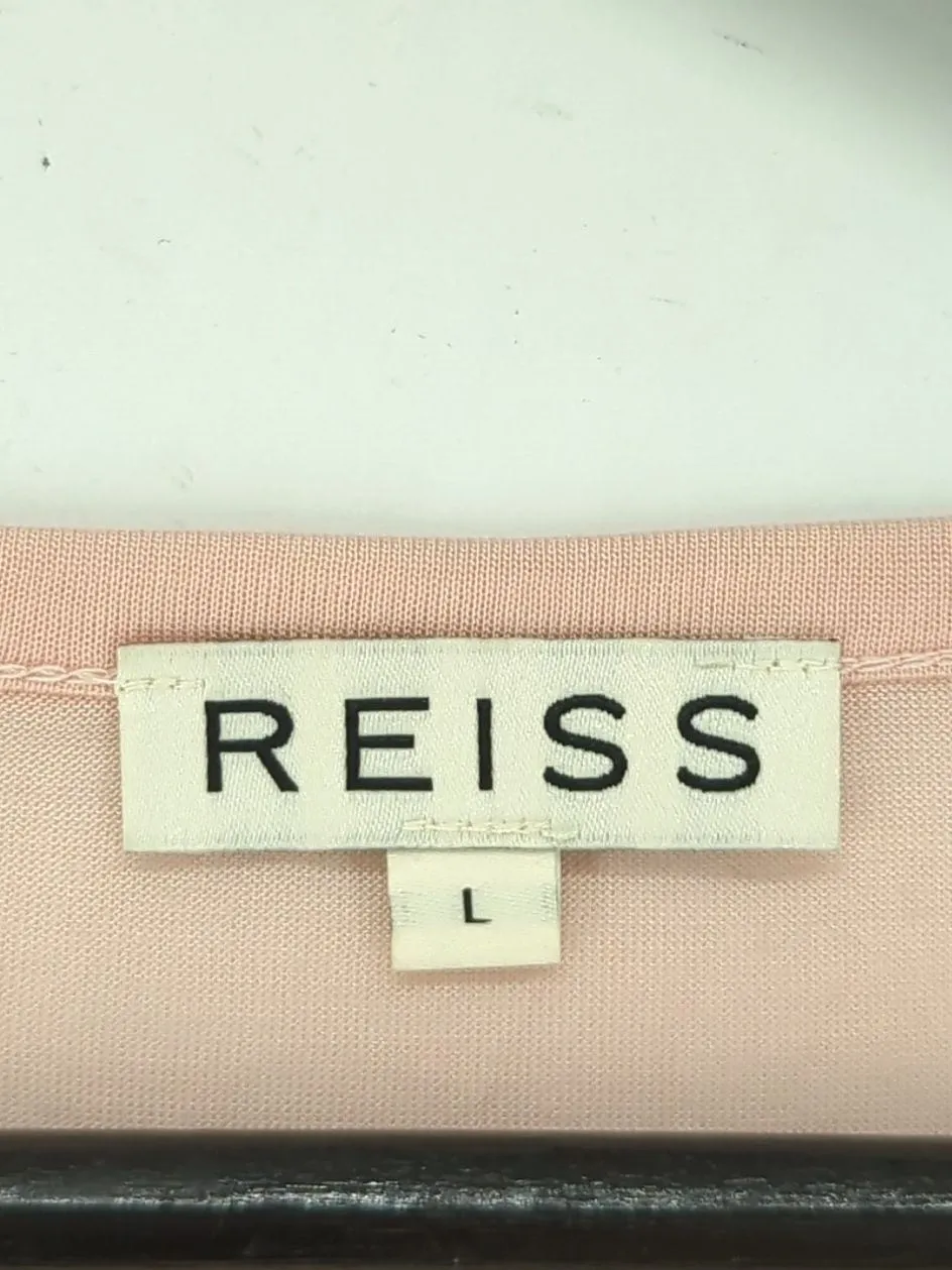 Reiss Women's T-Shirt L Pink Silk with Lyocell Modal