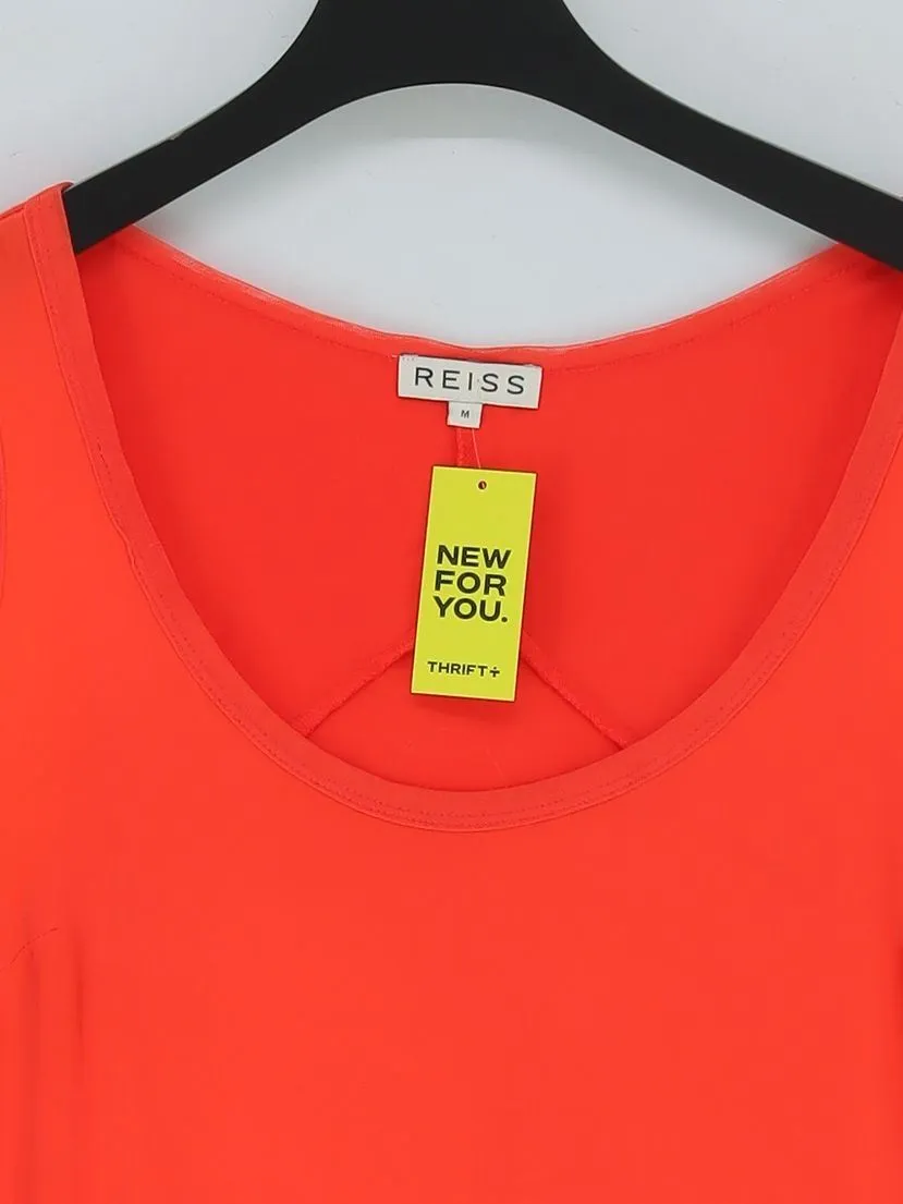 Reiss Women's T-Shirt M Orange 100% Silk