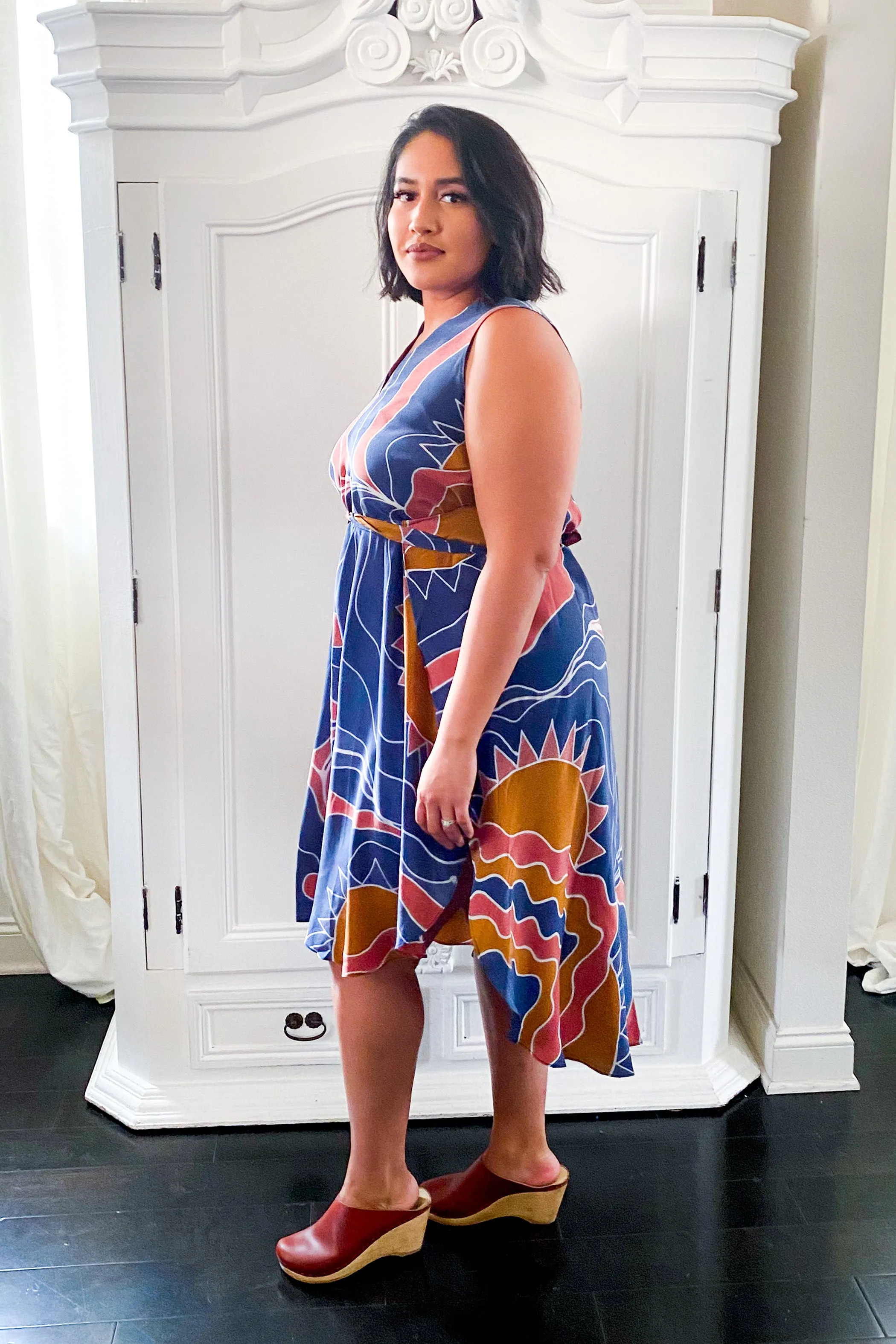 Riviera Wrap Dress in Hand Painted Silk