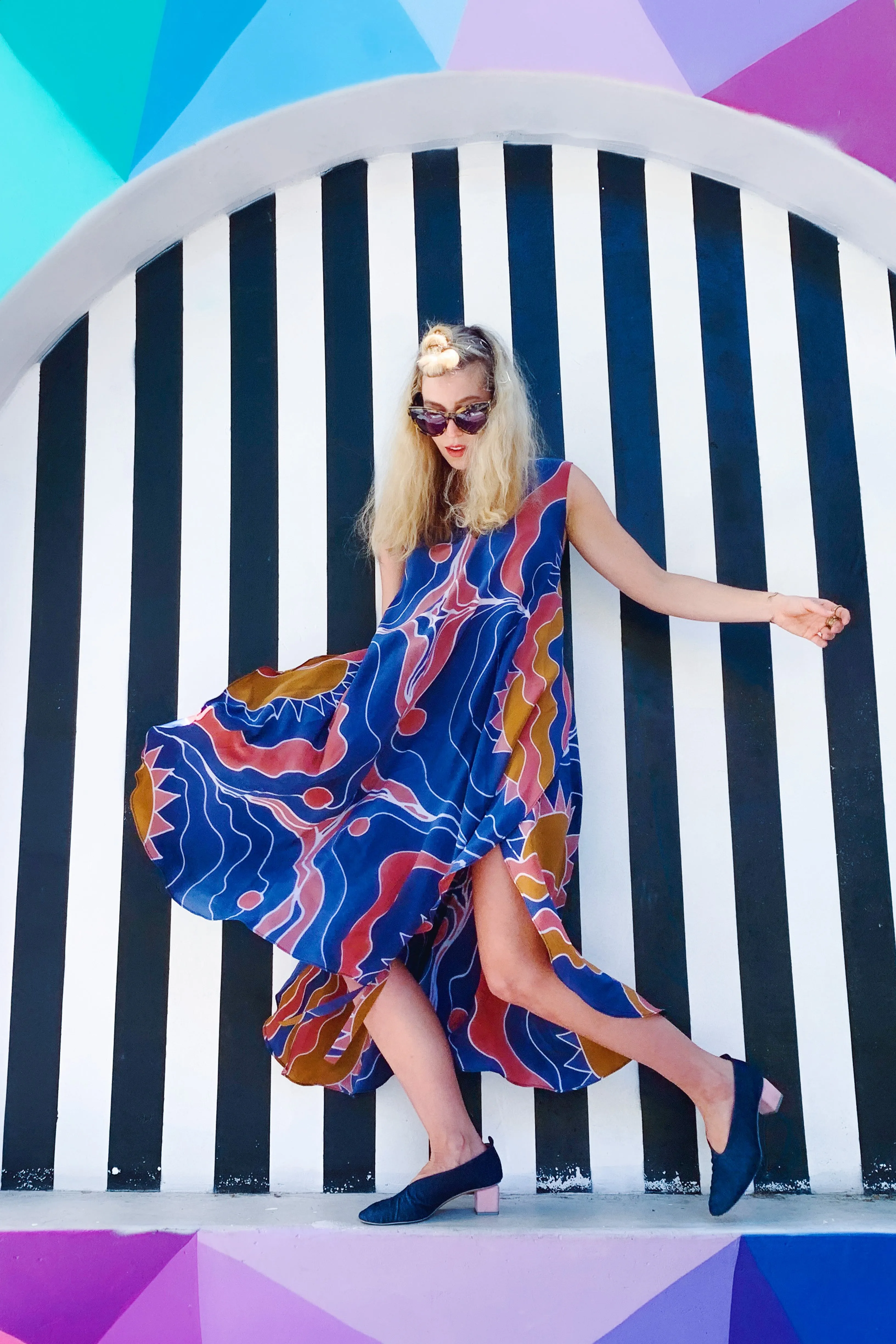 Riviera Wrap Dress in Hand Painted Silk