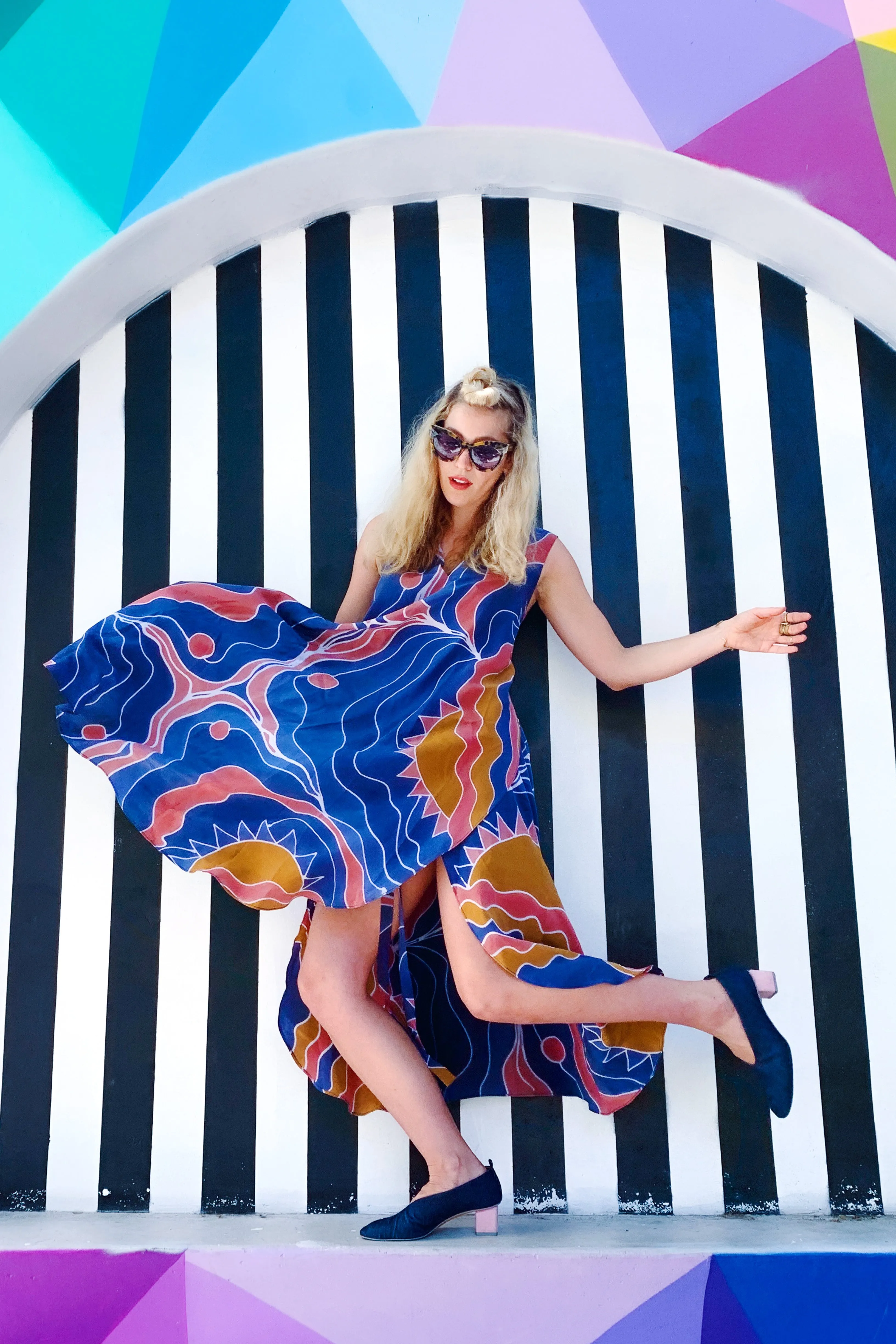 Riviera Wrap Dress in Hand Painted Silk