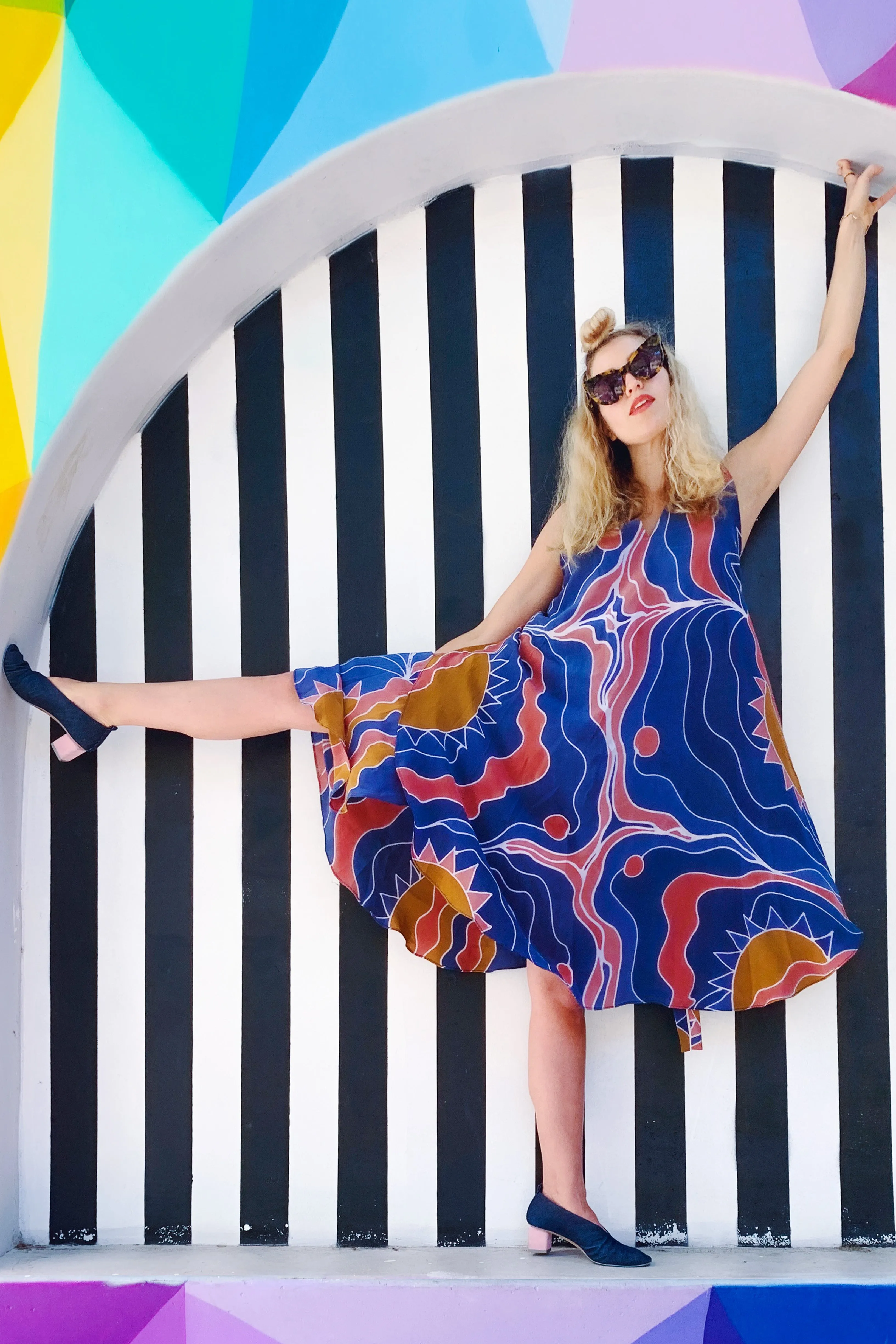 Riviera Wrap Dress in Hand Painted Silk